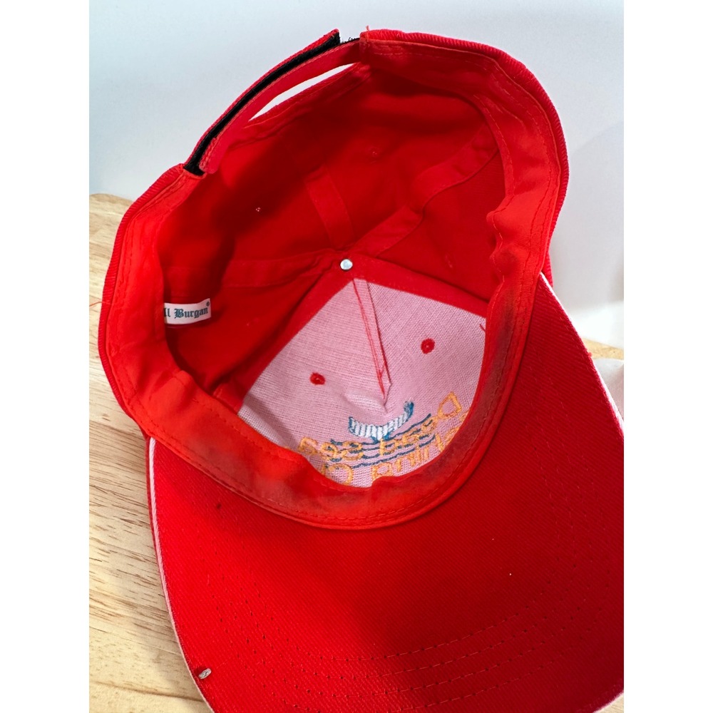 Dead Sea Souvenir Hat Red Baseball Cap Dead Sea Fishing Club Adjustable OSFM Hat - Picture 8 of 11